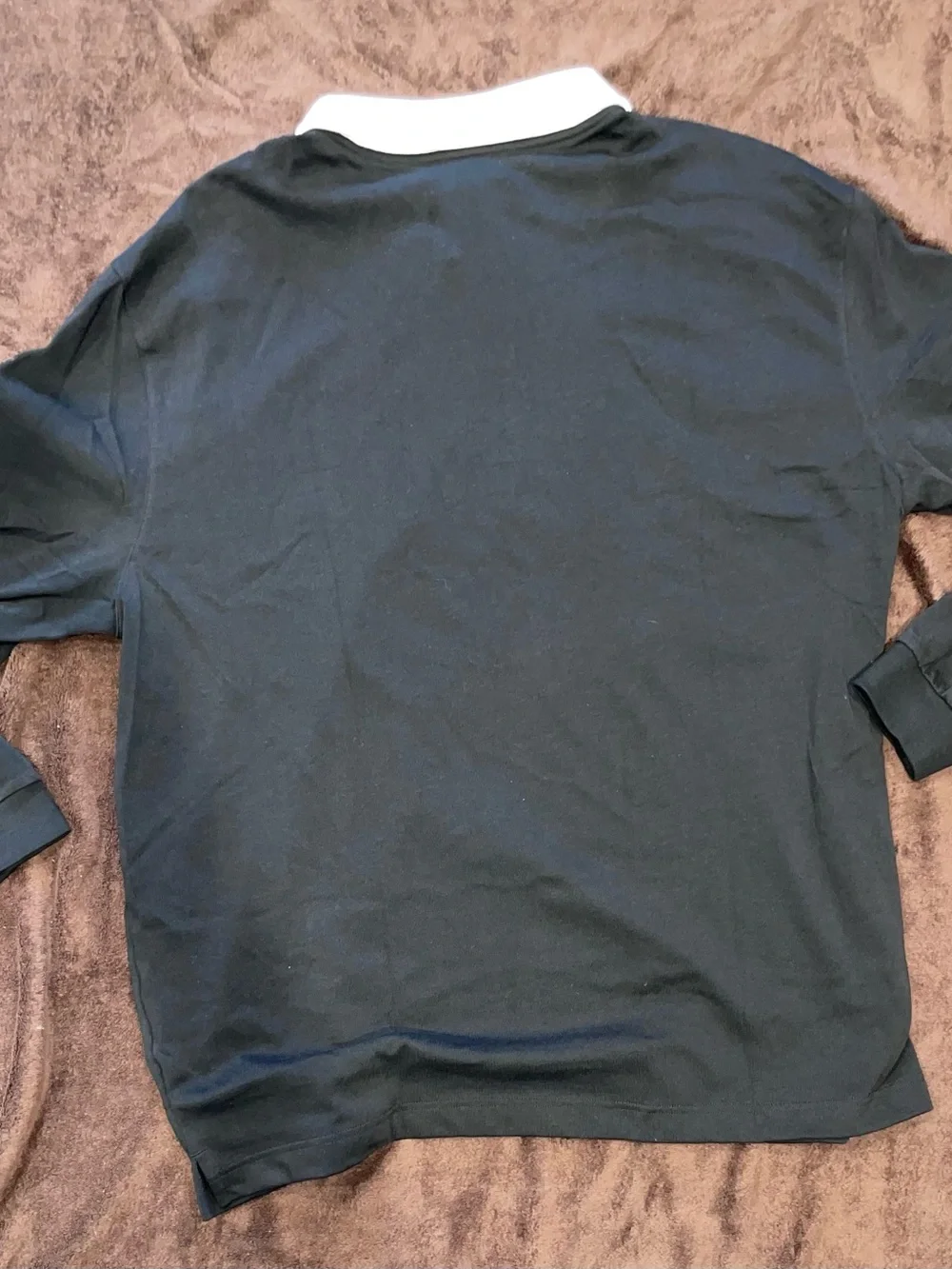 Jordan Black Long-Sleeve Rugby Polo with Red Accents and White Collar